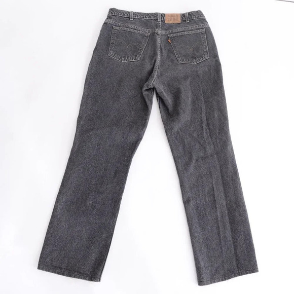 Vintage Levis 619 Black Stone Wash Straight Leg Denim Orange Tag Jeans 36/32 - Picture 2 of 14